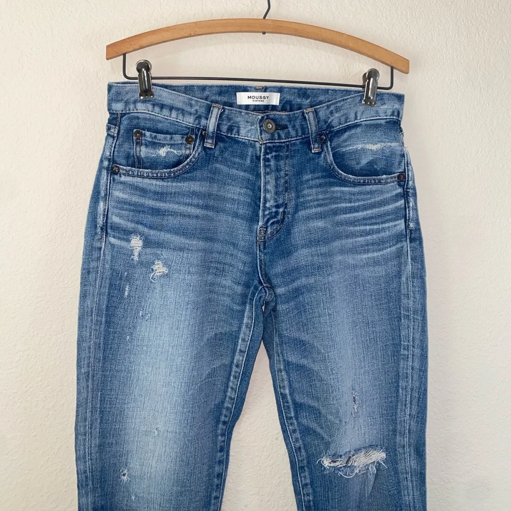 🎈Moussy Vintage Glendele Light Wash Distressed Zipper Fly Skinny Jeans! - Picture 2 of 13